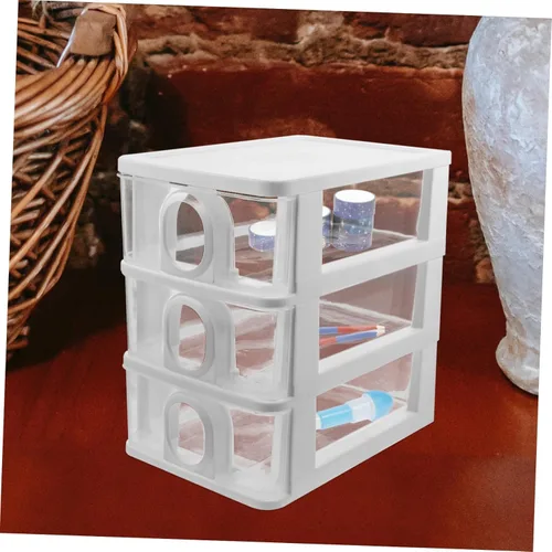 Miniatura 6 de PRETYZOOM Organizador de cajones de escritorio Caja de almacenamiento de escritorio de 3 capas, organizador de maquillaje, papelería de escritorio
