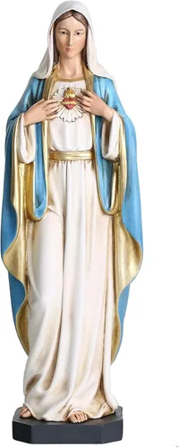 BC Estatua Católica del Inmaculado Corazón de María, 10" de Alto Figura de la Bendita Santa Madre Virgen María para Altar, Decoración Devota del