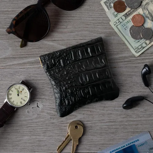 Miniatura 42 de Monedero clásico a presión, de cuero, para hombre de Nabobb, negro