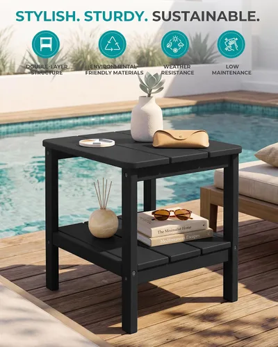 Miniatura 4 de SERWALL Mesa auxiliar Double Adirondack, Mesa auxiliar de forma rectangular, Negra
