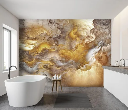 Miniatura 3 de Papel tapiz de tela de techo con nubes doradas, para sala de estar, dormitorio, baño, moderno, para niños y niñas, habitación de niños, mural grande