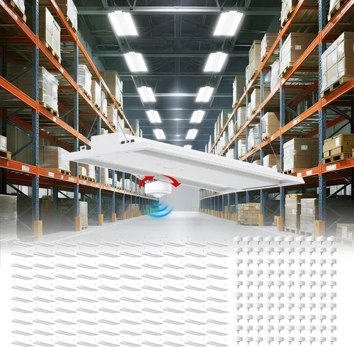 Miniatura 12 de Luz lineal LED de 300 W con sensor de movimiento, área de iluminación central más grande, 45000 lm, 120-277 V, 0-10 V, 5000 K, luces LED lineales