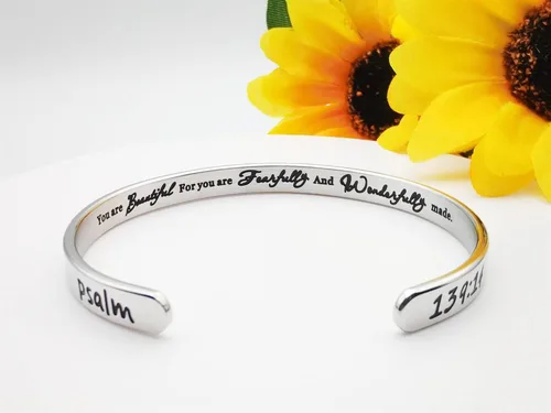 Miniatura 5 de Pulseras inspiradoras para mujer, joyería de acero inoxidable, con refranes, pulsera motivacional con mensaje oculto, pulseras grabadas para mejor