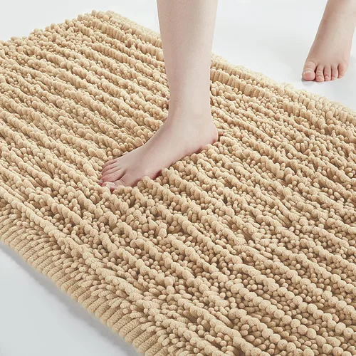 Miniatura 43 de FLOLEOPA Alfombras de Baño de Microfibra de Felpa Suave, Alfombras de Baño Absorbentes Antideslizantes Lavables a Máquina, Tapetes de Baño para Beige