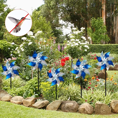 Miniatura 3 de Hausse Paquete de 10 Molinillos Reflectantes, Molinillo Extra Brillante, Dispositivos Repelentes de Aves para Ahuyentar a los Pájaros del Patio