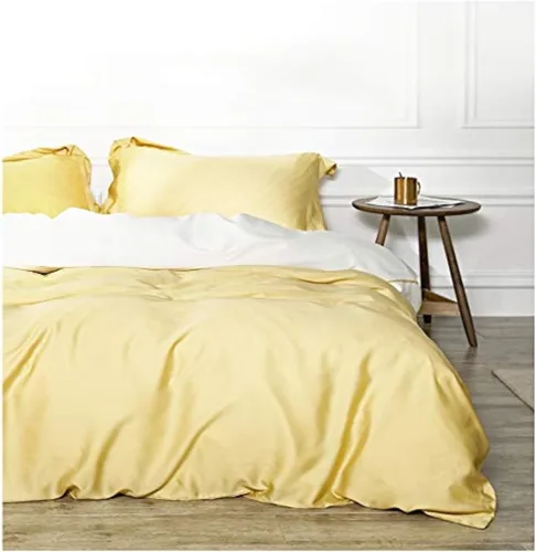 Miniatura 18 de Juego de ropa de cama de lujo de algodón egipcio, de color liso, de satén de alta densidad de hilos largos, sedoso, suave, transpirable, de primera