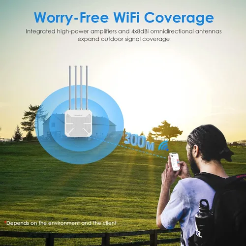 Miniatura 3 de Extensor de WiFi para exteriores, WAVLINK WiFi 6 AX1800 Extensor de WiFi Amplificador de señal con PoE, punto de acceso WiFi exterior de largo Blanco