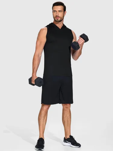 Miniatura 5 de Paquete de 3 sudaderas sin mangas para hombre, de secado rápido, con capucha, para correr, gimnasio, muscular, camisetas sin mangas