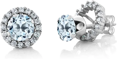 Miniatura 77 de Gem Stone King Aretes redondos de plata de ley 925 de 0.236 in con piedra natal extraíble para mujer