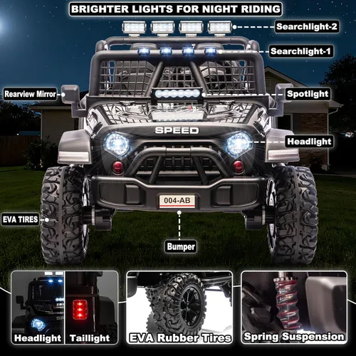 Miniatura 4 de NEWQIDA Juguetes de paseo de 24 V para niños grandes, automóvil eléctrico de 2 plazas con control remoto 4x4 para niños y niñas, suspensión de Rojo