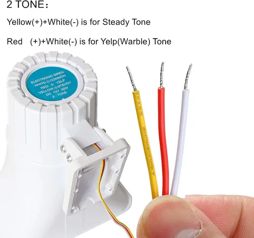 Miniatura 4 de Sirena de alarma de 30 W, sirena de seguridad eléctrica autónoma de doble tono para exteriores con soporte, 6-12 V CC 130 DB para el sistema