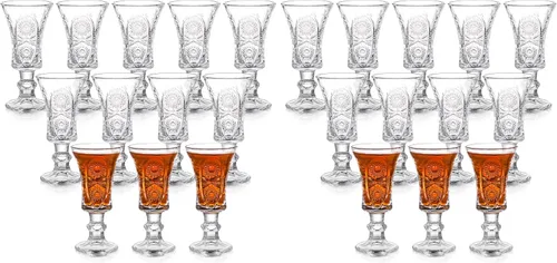 Miniatura 10 de Youeon Juego de 12 vasos de chupito de 1.5 onzas, vasos de chupito de vidrio grabado con base pesada, vasos pequeños para tequila, whisky, vodka