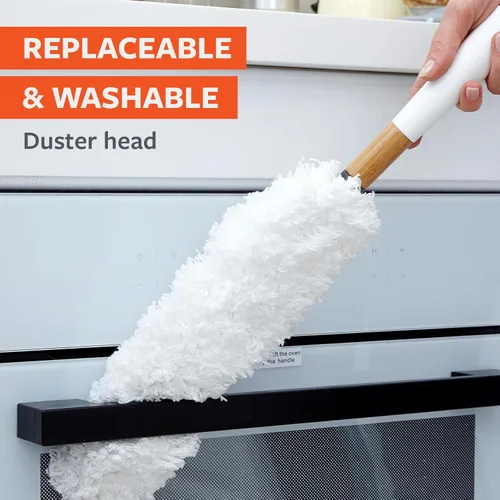 Miniatura 8 de Full Circle Dust Whisperer - Plumero de microfibra, lavable a máquina, para ventiladores de techo, persianas, muebles, color blanco