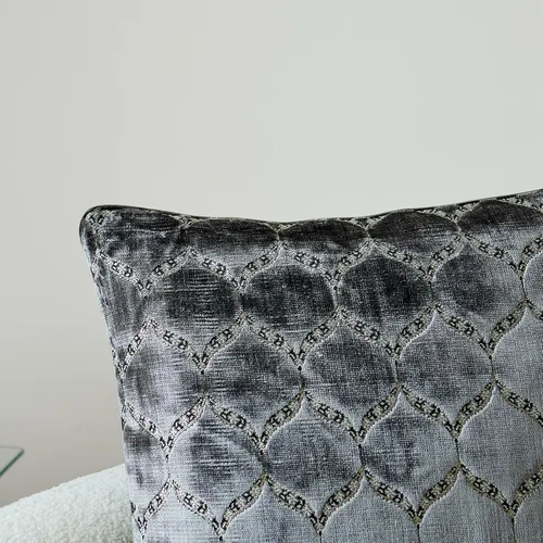 Miniatura 4 de Fundas de almohada con diseño de terciopelo de corte morisco, elegante y lujosa, color gris, fundas de cojín decorativas grandes para sofá, cama