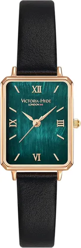 Miniatura 2 de VICTORIA HYDE Precioso reloj para mujer esfera de nácar verde elegante reloj rectangular con correa de cuero negro