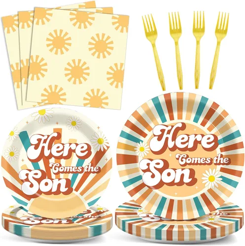 Miniatura 33 de 96 piezas de decoración de cumpleaños número 65 para hombres, platos y servilletas de papel para la mesa de pastel, suministros de mesa