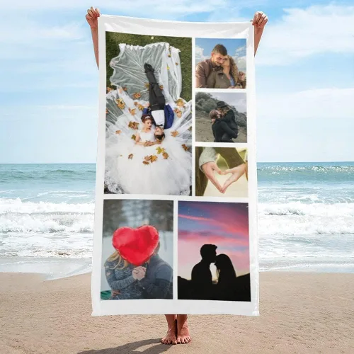 Miniatura 27 de Shapoo Toalla de playa con foto personalizada, foto personalizada/fondo/texto, divertida toalla de baño de microfibra personalizada para Una foto