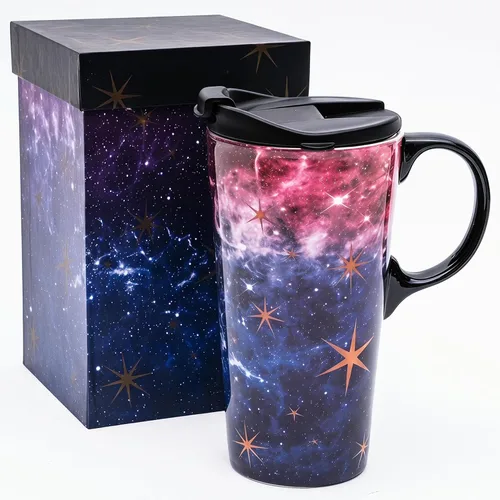 Miniatura 11 de Topadorn Taza de viaje de cerámica floral bohemia de 17 onzas con tapa, resistente a derrames, apta para microondas y lavavajillas, caja de regalo