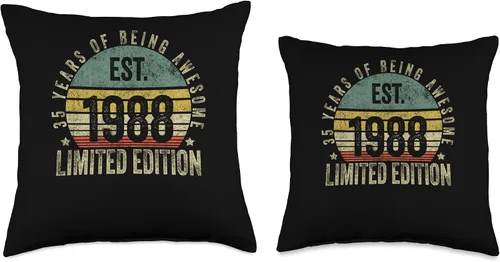 Miniatura 3 de Vintage 35 Year Old Est 1988 Limited Edition 35th Birthday Throw Pillow