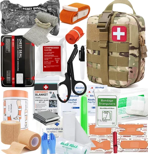 IFAK Kit de Trauma Kit Médico Militar de Primeros Auxilios Control de Sangrado Emergencia Supervivencia Bug Out Bag para Equipo de Campamento