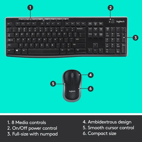 Miniatura 7 de Logitech MK270 Combo de teclado y mouse inalámbricos, teclado y mouse incluidos, conexión sin abandono de 2.4 GHz, batería de larga duración