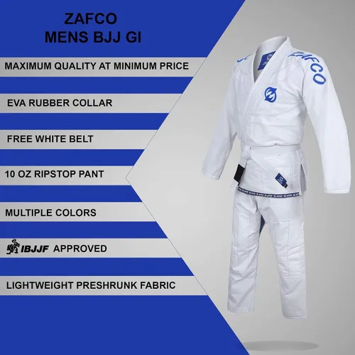 Miniatura 4 de Jiu Jitsu Gi brasileño BJJ Gi para hombres y mujeres Grappling gi Uniforme Kimonos ligero, preencogido, con cinturón blanco