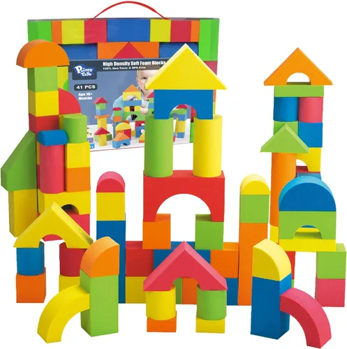 Pairez Toys Bloques de construcción de espuma para niños pequeños de 2 a 4 años, 41 bloques apilables suaves de EVA, juego de juguetes de espuma de