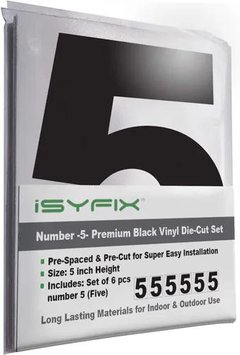Miniatura 71 de iSYFIX Calcomanías de vinilo negro con el número 7 (siete), paquete de 6 calcomanías autoadhesivas de 7 pulgadas, calcomanías troqueladas y Negro