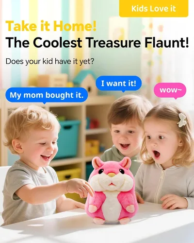 Miniatura 5 de TWORIVER - Juguete de hámster parlante, repite lo que dices, juguete de peluche interactivo para niños pequeños, juguete de aprendizaje que imita
