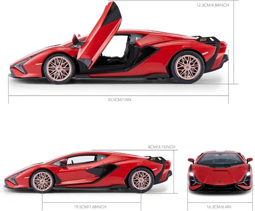 Miniatura 4 de RASTAR Coche RC Lamborghini Sián FKP 37 1/14 Coche De Control Remoto, Lamborghini RC Juguete para Niños - ROJO
