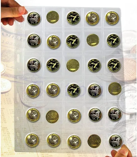 Miniatura 4 de Páginas con bolsillos para monedas de 30 compartimentos, AITIME soporte estándar de 9 orificios para coleccionistas, 10 hojas de níquel, monedas