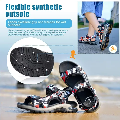 Miniatura 3 de visionreast Sandalias deportivas de moda para niños, con estampado de camuflaje, sandalias deportivas al aire libre, sandalias casuales para la playa