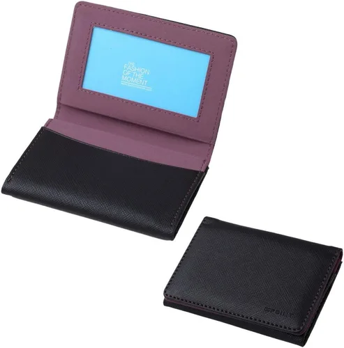 Miniatura 2 de Multicolor sólido para hombre de cuero clip de dinero Navidad para padre, Negro, orquídea mediana-ecm10a04