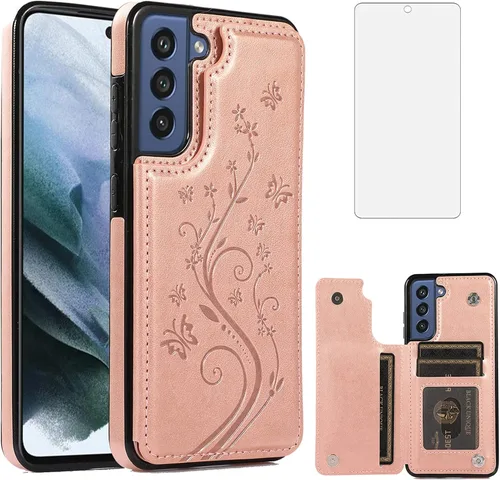 Miniatura 11 de Funda de teléfono para Samsung Galaxy S21 FE Gaxaly S 21 FE 5G con protector de pantalla de vidrio templado, tarjetero con soporte para tarjetero