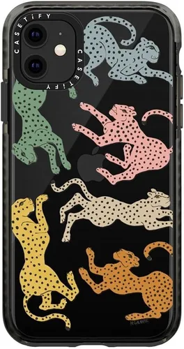 Miniatura 128 de CASETiFY Impact - Funda para iPhone 11 - Flower Power Retro - Negro Transparente