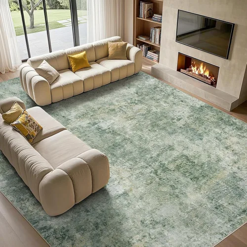 Miniatura 14 de Tortania Alfombra redonda lavable de 5 pies para sala de estar: Alfombra moderna abstracta neutra grande suave y delgada – Alfombra antideslizante