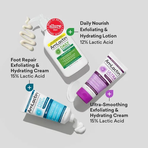 Miniatura 2 de AmLactin Juego de productos esenciales para el cuidado de la piel, loción diaria nutritiva al 12%, crema ultra suavizante, crema reparadora de pies