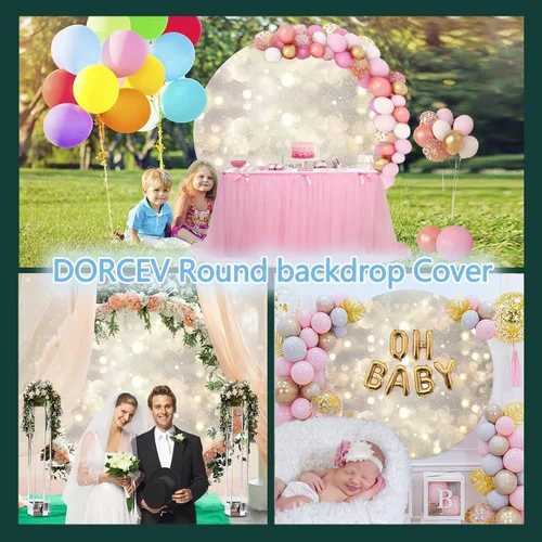 Miniatura 4 de Diámetro 7.5 pies - Cubierta redonda para telón de fondo para baby shower, lindo pato amarillo para tomar baño, fondo de fotografía para niños