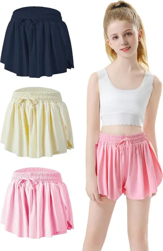 Pantalones cortos fluidos con diseño de mariposa para niñas, pantalones cortos deportivos para niñas, pantalones cortos de mariposa para niños