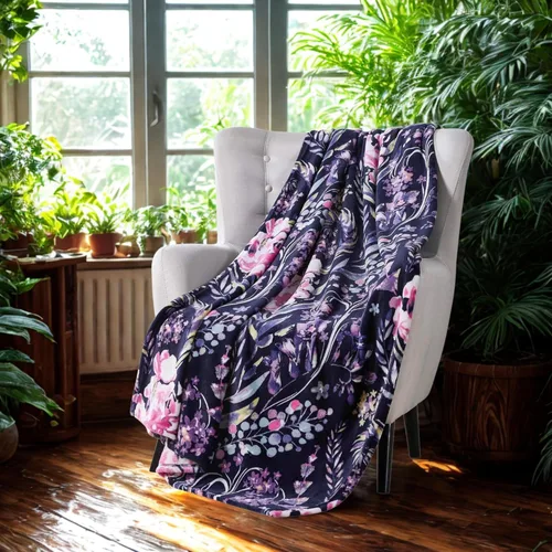 Miniatura 9 de Serafina Home Manta floral de vellón de terciopelo primaveral: jardín de rosas de flores rosas, azules, verdes en un diseño colorido suave
