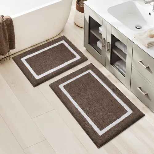 Miniatura 14 de HOMEIDEAS - Juego de alfombras para baño (2 piezas), de microfibra súper suave y absorbente, con borlas, antideslizantes y lavables a máquina