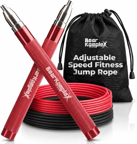 Miniatura 7 de Bear KompleX Speed Jump Rope - Adjustable Tangle-Free Skipping Rope, Lightweight Handles, Smooth 360° Swivel Bearings, 2 Steel Cables, Free Carrying