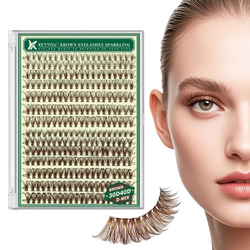 Miniatura 30 de Kit de extensión de pestañas DIY KEYYOU 280 piezas, pestañas individuales, rizadas D, kit de extensión de pestañas 30D+40D, 9-16 Mix, racimos