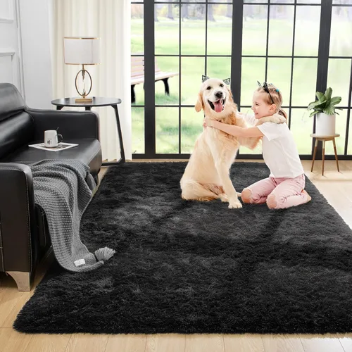 Miniatura 83 de Noahas - Alfombra suave y afelpada para habitación de niña y sala de estar, colorida, decoración para guardería, teñido anudado arcoíris, azul