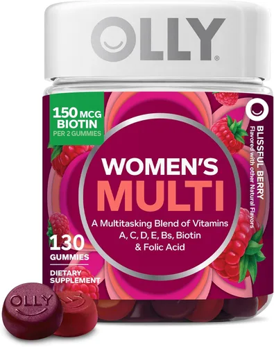 OLLY - Goma multivitamínica para mujer, salud general y apoyo inmunológico, vitaminas A, D, C, E, biotina, ácido fólico, vitamina masticable para