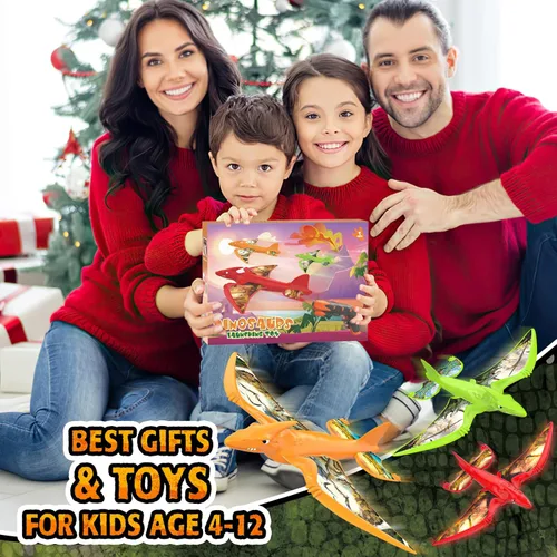 Miniatura 7 de Aiencsai Paquete de 3 juguetes de lanzamiento de aviones de dinosaurio para niños, aviones de espuma para niños juguetes de niños con calcomanías