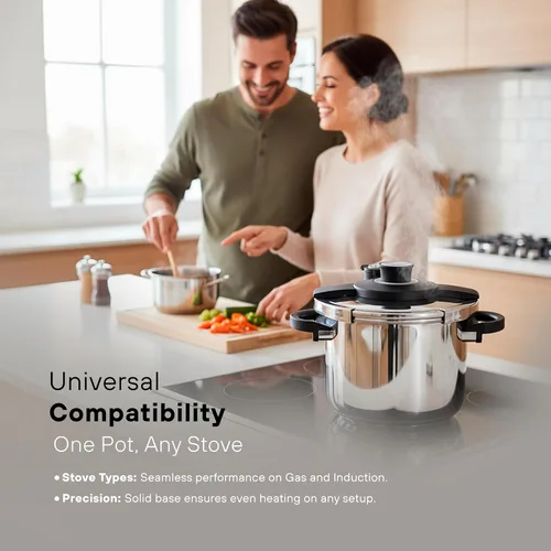 Miniatura 7 de KOCHSTELLE Olla a presión de acero inoxidable de 8L para preparación del hogar y comidas Olla a presión de 8 cuartos con tapa de sistema