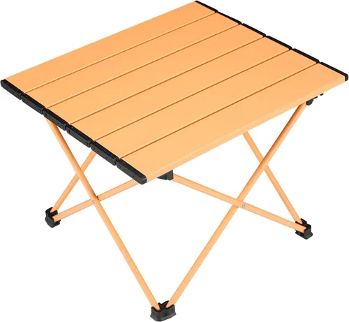 Tesouro Mesa de camping portátil, mesa auxiliar plegable de aluminio para cocinar al aire libre, senderismo, viajes, picnic (albaricoque-grande)