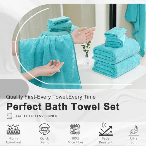 Miniatura 6 de Juego de toallas de baño de 8 piezas 2 toallas de baño grandes de gran tamaño, 2 toallas de mano y 4 paños Juego de toallas de baño ultrasuaves