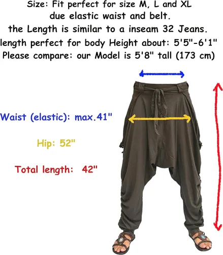 Miniatura 6 de Mujeres Hombres Harem Pantalones Palazzo Dhoti Estilo 2 Bolsillos Algodón